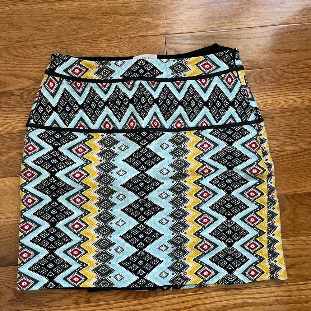 LOFT Multicolor Geometric Pencil Skirt